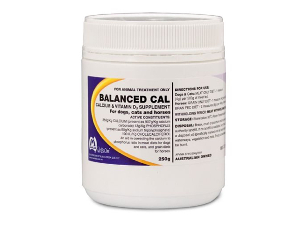 Balanced Cal Calcium & Vit D3 Supplement for Dogs, Cats & Horses