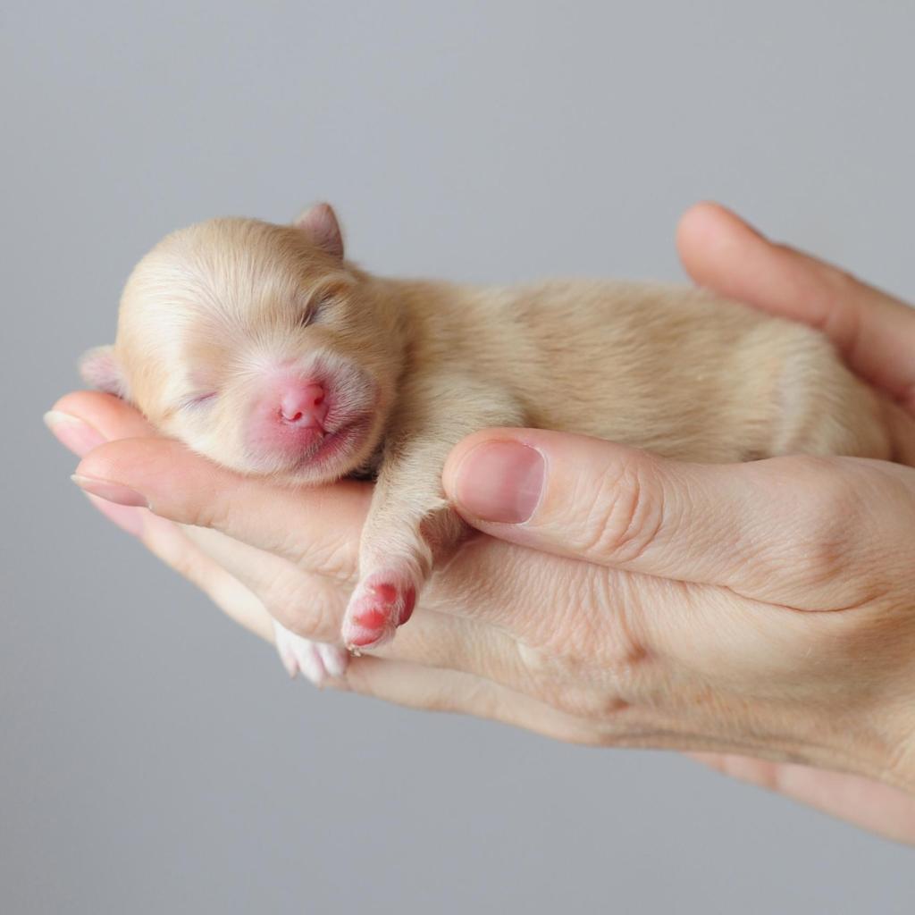 Puppy sleeping in hands